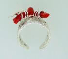 Anello artigianale in Argento 925%° con corallo rosso Cod. G057